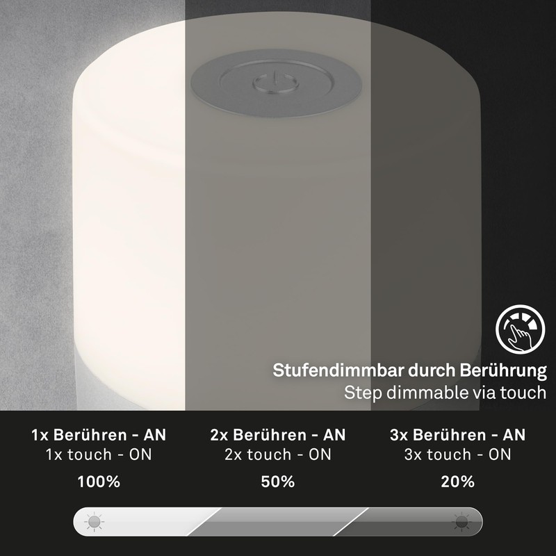 BRILONER Mini LED Table Lamp Wireless, Dimmable Bedside Lamp Touch,