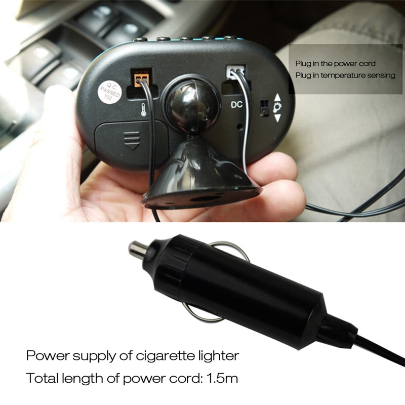 Shkalacar Digital Thermometer and Clock - LED Lighted Auto Dual