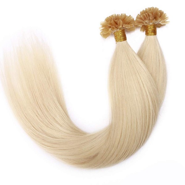 SEGO Bondings Real Hair Extensions 0.5 g/Strands 200 Strands Keratin U-Tip Glue 100% Remy Human Hair Platinum Blonde #60 56 cm (100 g)
