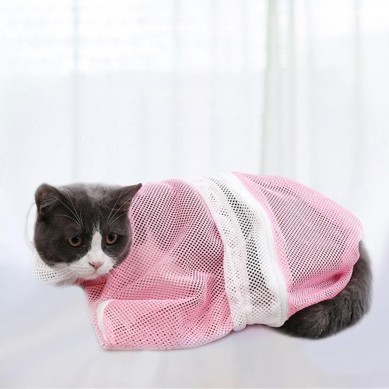 Cat Bath Mesh Bag, Portable Mesh Shower Bag, Adjustable Drawstring