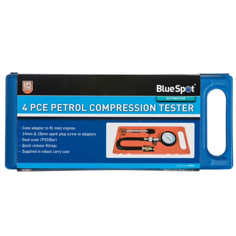 BlueSpot 07913 4 Pce Petrol Compression Tester