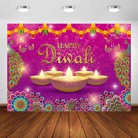 Avezano Happy Diwali Backdrop Indian Festival of Light Party Decorations Pooja Diwali Home Photo Booth Background Banner Decor (7x5ft)