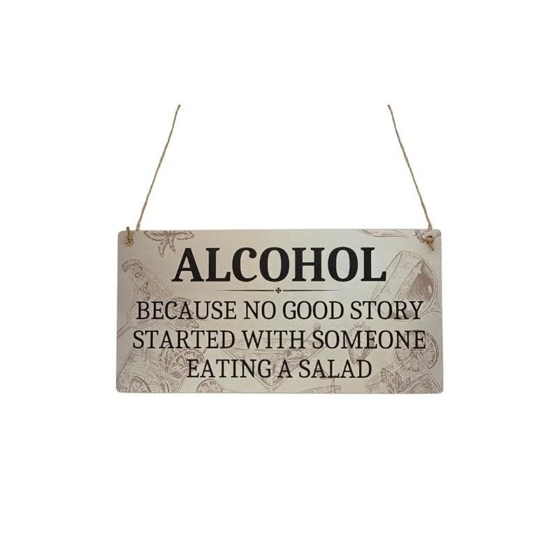 Second Ave Funny Alcohol No Good Story Wooden Hanging Rectangle