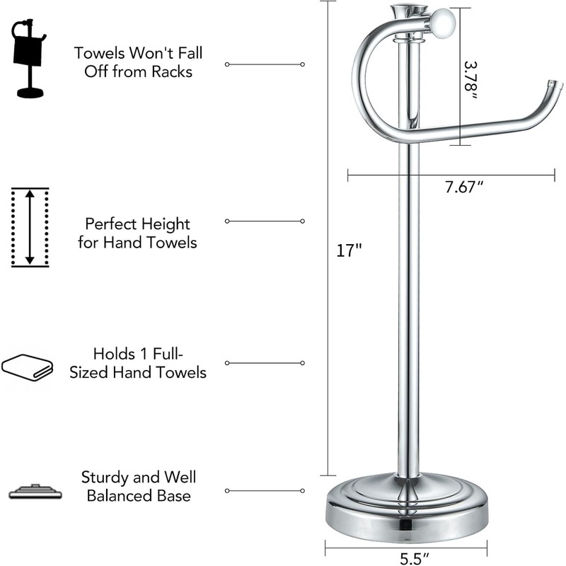 BESy 17 Inch Polished Chrome Stand Towel Bar Hanger Hand