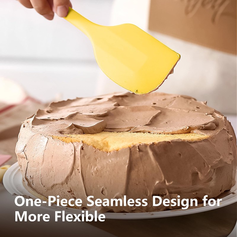 Yellow Rubber Spatula for Kitchen Use, 10.8In Silicone Spatulas for
