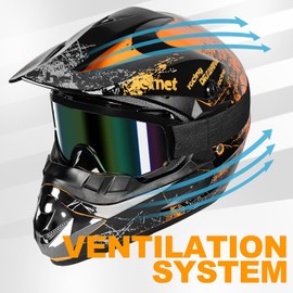 Yesmotor Youth Kids Motocross Helmet Full Face Motorcycle Dirt Bike Off-Road Mountain Bike BMX MX ATV Helmet with(Gloves Goggles Mask) 4Pcs Set - DOT Approved (Orange,M)