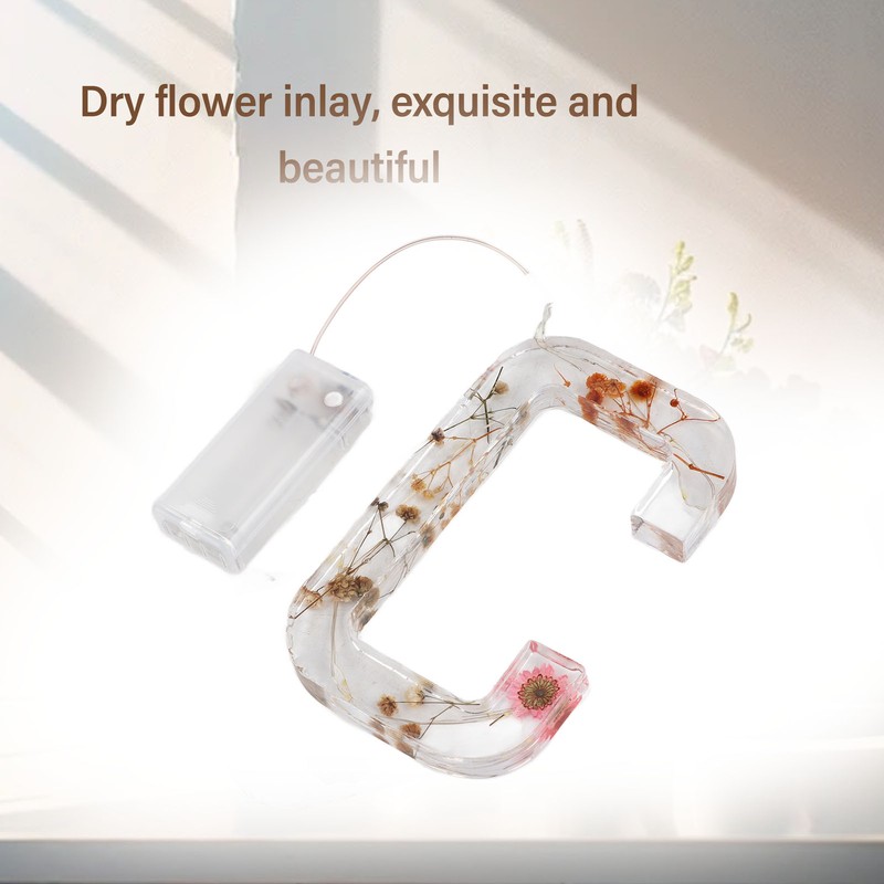 Floral Resin Letter Light Dry Flower and Alphabet Shape LED