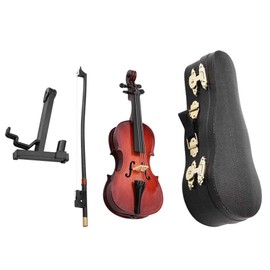 Hilitand Miniature Cello Wooden Mini Model Musical Instruments Replica with Box and Holder Decorative Items Ornaments Gifts 5.5 Inch