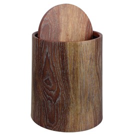 Ciieeo Garbage Can Office Swing Lid Trash Can 15l Imitation Wood Garbage Can with Flipping Lid Mini Waste Can Farmhouse Wastebasket Bin for Office Living Room Hotel Bathroom