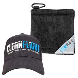 Clean Flight Premium Golf Ball Towel Adjustable Flexfit Golf Cap Combo – Perfect Cleaning Towel – Portable Microfiber Golf Ball Towel – Golf Accessories – Gifts for Men & Women