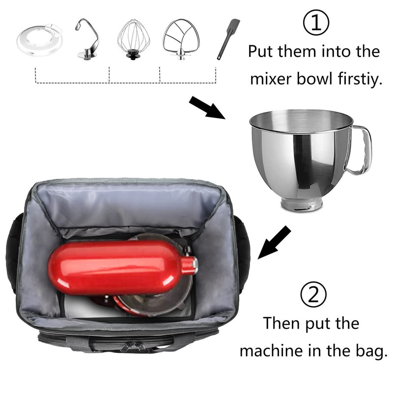 LEFOR·Z Carrying Bag Compatible with KitchenAid Mixers (6-8 Quart) and