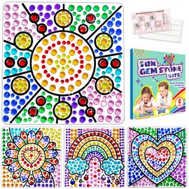 Suncatcher Kits for Girls 6 7 8 9 10 Years Old, DIY Diamond Painting Flower for Children from 6 Years, 5D Gemstone Stone Window Art Craft Sticker Kit for Boys as Christmas Birthday