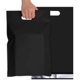 Jowlroel Black Poly Mailers with Handle 10x13 25 Pcs, Self-Seal Shipping Bags, Easy to Carry Packaging Bags, Shipping Envelopes, Packaging for Small Business, Boutique, Clothing