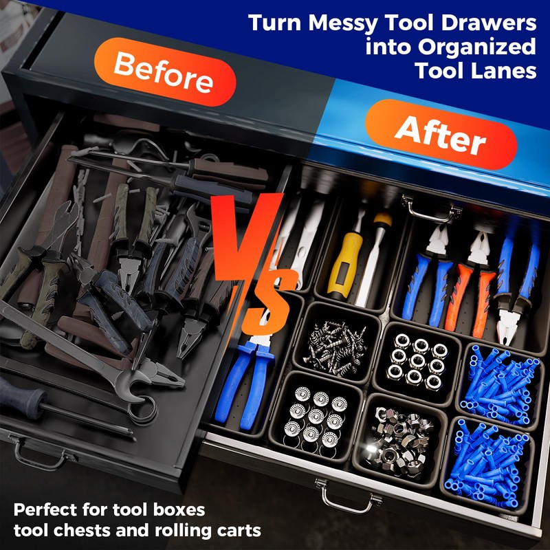 ALIKZO 70 PCS Tool Box Organizer Tray & Desk Drawer