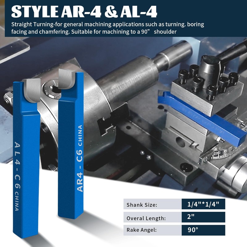 10PCS 1/4" Metal Lathe Cutting Tools,C-6 Carbide Tip Cutter Tool