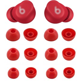 Rqker Ear Tips Compatible with Beats Solo Earbuds, 6 Pairs S/M/L Sizes Anti Slip Soft Silicone Earbuds Tips Ear Tips Replacement, Compatible with Beats Solo Buds Transparent Red
