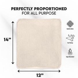 CH Cotton Shop Towel – Absorbent Shop Towels (14" x 12" - Pack of 100 - White) Multipurpose Cleaning Towels for Automobiles, Industries, Garages, and Homes