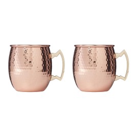 Cambridge EAHMM1CPCB1BM 20 Oz Hammered Copper Moscow Mule Mugs, Set Of 2