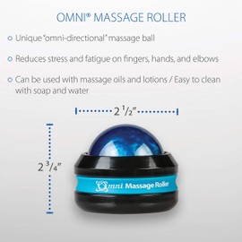 Core Products Omni Massage Ball Manual Roller Massager for Self Massage Therapy Tool, Black Cap - Blue