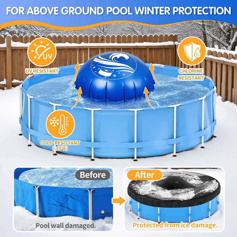 7 FT Pool Pillow for Above Ground Pools, Round Winter