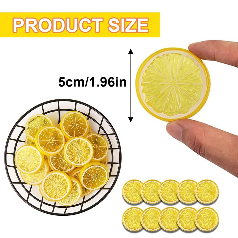 RDNKVB Pack of 10 Artificial Lemon Slices Plastic Fake Lemon