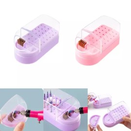 Product Detail Reference 30홀 네일 드릴 비트 보관함 연삭 헤드 홀더 스탠드 디스플레이 30-Hole Nail Drill Bit Storage Holder Grinding Head Stand Display [Purple]