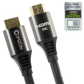 8K60-48Gbps HDMI Cable 10ft Certified Ultra-High-Speed 4K120 - HDR 10, eARC, & HDCP 2.2 + 2.3 - Woven Jacket, Black & Silver, 3 Meter(Approx. 9.8ft)