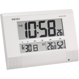 Seiko clock wall clock 置ki時計 Women Atomic Digital Programmable Function Calendar Six 曜 Temperature Humidity Display Compact White Pearl sq435 W Seiko