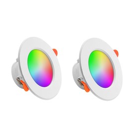 Recessed Lighting Smart Ceiling Light Downlight 9W 800LM Color Changing LED Downlight RGB & Daylight Dimmable by Bluetooth Control,16 Million Colors,DIY Scenes,Timer,Music Sync ETL&FCC (2, 12W/4IN)