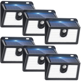 CLAONER Solar Lights Outdoor Motion Sensor, 6 Pack 149 LED Solar Powered Fence Light Waterproof, 3 Modes Security Wall Lighting for Outside Yard Deck Garden