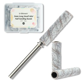 U-Shinein Small Sanding Bands for Nail Drill, 50pcs Super Long Nail Drill Bits Sanding Bands with 3.1mm Mandrel Bit, 240 Grit Nail File Nail Drill Sanding Bands for Acrylic and Gel Nails, White