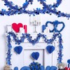 Riceshoot 33 ft Valentines Heart Tinsel Garland Glitter Blue Silver