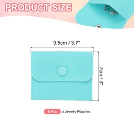 PATIKIL 4x3 Inch Jewelry Pouch, 6 Pcs Soft Velvet Pouches with Snap Button Portable Storage for Rings Necklace Bracelet Earring Watch, Blue