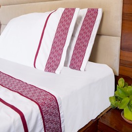 Queen Sheets Egyptian Cotton, 1000 Tc Egyptian Cotton Sheets Queen Size, Extra Deep 18" pocket, 4 Pc Queen Bed Sheets Solid, Ultra Luxury Queen Size Sheet Set - Burgundy Embroidered White Sheets