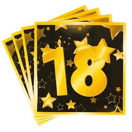 18th Birthday Decorative Napkins Black/Gold - Original Decoration for a Successful 18th Birthday Boy or Girl - Tiwoca