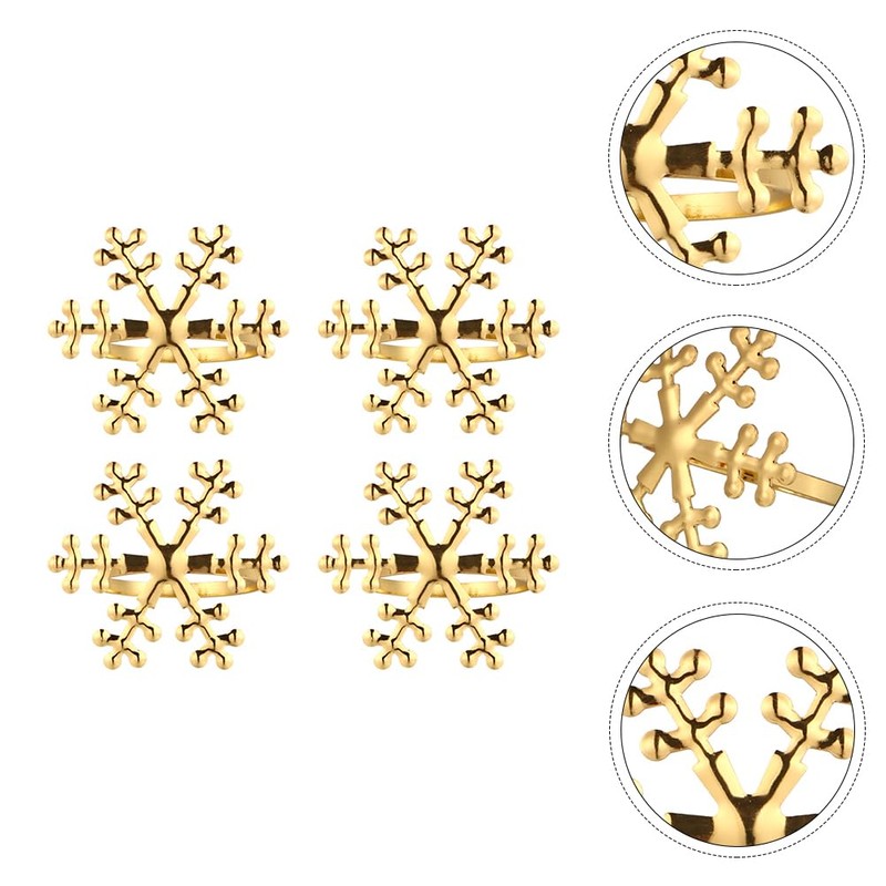 Alipis 12 Pcs Snowflake Napkin Ring Gold Snowflake Napkin Rings
