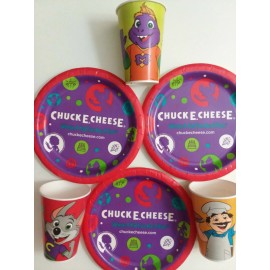 CEC Entertainment NEW Chuck E Cheese Characters New Super Fun Party Picnic Plate And Cup 6 PC Set