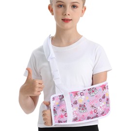 Ledhlth Kids Arm Sling for Broken Arm, Torn Rotator Cuff, Shoulder Elbow Wrist Injury, Printed Pediatric Brace Support (Purple Princess, Small)