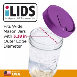 iLIDS Mason Jar Drink Lid, Wide Mouth, Mulberry, Pack of 2