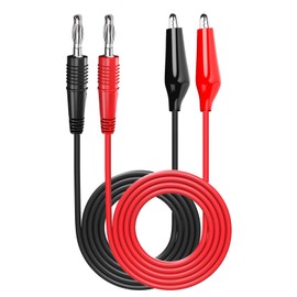 Cleqee 4mm Banana Plug to Alligator Clips Test Leads Kit Crocodile Clips Copper Soft Cable Wire Set 2PCS Red + Black