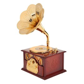Corkwaw Gramophone music box, classical trumpet gramophone cosmetic box and jewelry box home decoration(Red (Red)