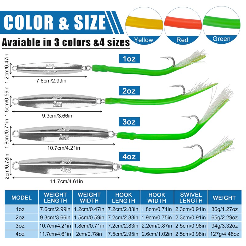 Diamond Jigs Fishing Saltwater Lures with Split Tube Tail and