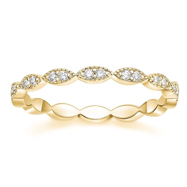 TIGRADE Eternity Ring Oval Milgrain Cubic Zirconia Anniversary Stacking Ring
