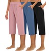 Huukeay 3 Pack Women's Capri Sweatpants, Cozy Wide Legs Cropped