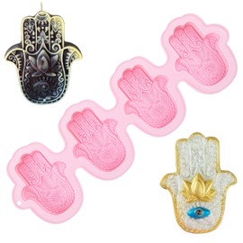 4 Cavities HAMSA Lotus in the Palm Silicone Soap Mold Khamsah Hamsa Hand Silicone Mold for DIY Soap Making Hand of Fatima Mascot Candle Resin Mold