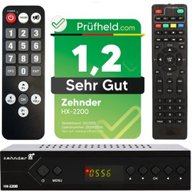 [ Test Very Good, Note 1.2 *] ZEHNDER HX 2200 Sat Receiver + 2nd Seniors Remote Control with PVR Recording Function, HD Capable, Full HD HDMI, Digital Satellite Receiver for Satellite Dish Satellite