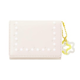 Modacarry Small Wallet Stars Print & Pendant Wallet for Girls Cute Wallet ID Credit Card Holder for Women (CREAM)