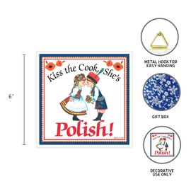 "Kiss the Cook, She's Polish" Decorative Wall Tile Polish Gift Idea