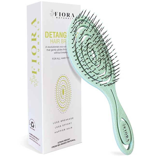 Fiora Naturals Hair Detangling Brush -100% Bio-Friendly Detangler hair brush w/ Ultra-soft Bristles- Glide Through Tangles with Ease - For Curly, Stright, Women, Men, Kids, Toddlers, Wet and Dry Hair
