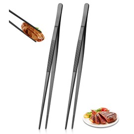 Set of 2 30 cm Cooking Tweezers with Hanger, Professional Cooking Tweezers Kitchen Tools Grilling, Barbecue Tweezers Tweezers Stainless Steel Kitchen Tweezers as Meat Tongs Roasting Tongs Cooking